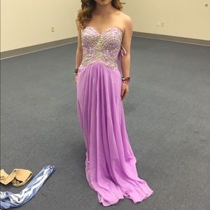 PURPLE STRAPLESS PROM DRESS
